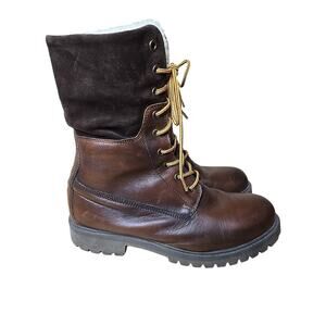 Aldo Chagan Mens Combat Boots Waterproof Sherpa Lined Brown Leather Suede